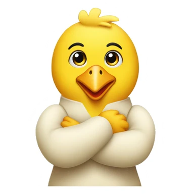 The yellow chicken keeps its hands folded sticker
