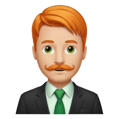 orange hair man with mustache & green tie sticker