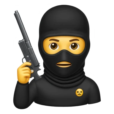 Un emoji con una balaclava negra con una pistola peine largo swicht sticker