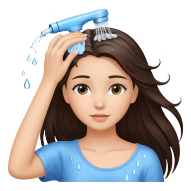 Beautifull brunette girl wash her hair, realistic  sticker