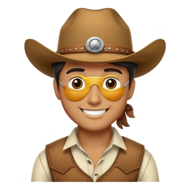 Character with white eye patch and cowboy hat sticker