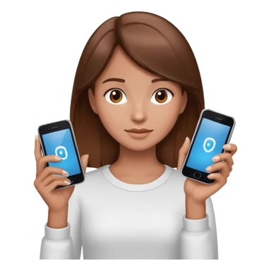 Two phones and one girl brown hair sticker