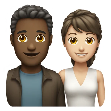 Brunette couple smiling male white woman also white with bangs   sticker
