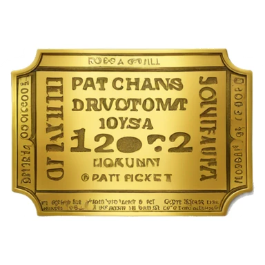 A golden ticket with the words ‘Pat Cohans’ engraved on it sticker