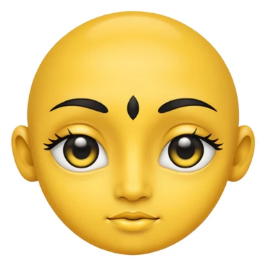 Yellow face with cute eyes and black bindi sticker