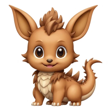Eevee baby Kawaii Dragon cute  light brown sticker