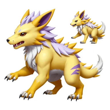 Exquisite Delicious Growling Gargantuan Barking Pulverizing Garurumon-Renamon-Linoone-fusion-hybrid-creature (full body) sticker