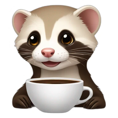 Ferret drinking coffee sticker