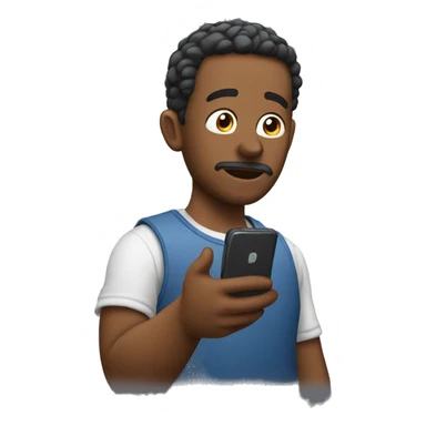 a guy always looking at his phone and to reels sticker