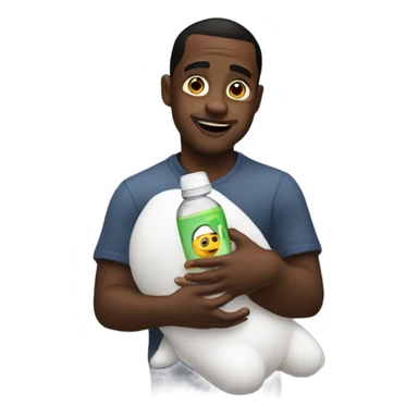Diddy holding baby with baby oil in hand sticker