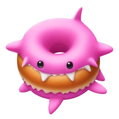 Pink fluffy shiny shark in double donut  sticker