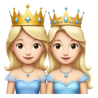 Asian girl and blonde white girl dressed as princesses sticker