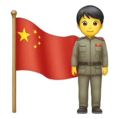 Flag of China with a person sticker