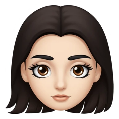 Eye black and big, eyelashes long, eyebrows black, skin white, and so beautiful hair long and brown skin tone white,hair brown and long and some brown long hair long hair sticker