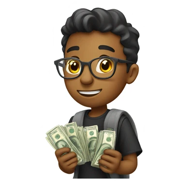 student counting money sticker