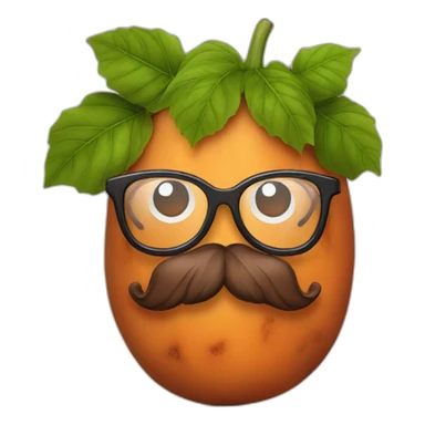 sweet potato with glasses and a beard sticker