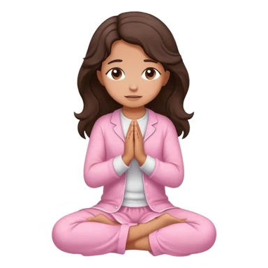 Girl with wavy dark brown hair and slight tan skin praying on her knees to the Lord in a light pink clothing  sticker