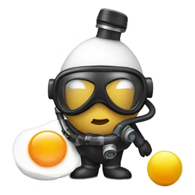 Peanut with a fried egg dressed as a scuba diver sticker