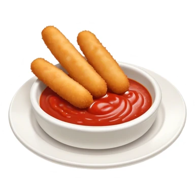 Realistic Mozzarella sticks with marinara sauce, ceramic dish  sticker