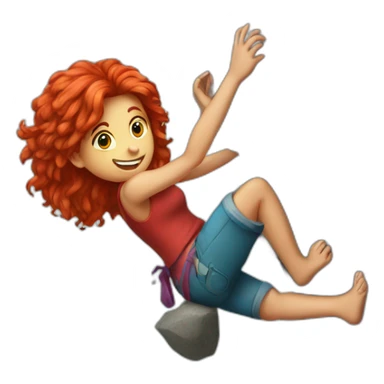 Red hairs girl climbing a rock sticker