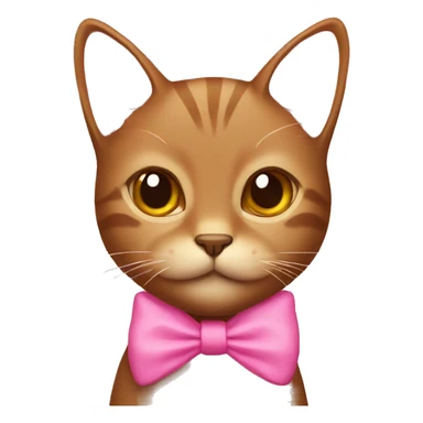 brown cat with pink bow sticker
