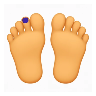 Create a simple and playful realistic emoji style image of two feet viewed from the top, soles facing forward, with a clean emoji look. The image should be non-explicit and match the reference photo's perspective and style. sticker
