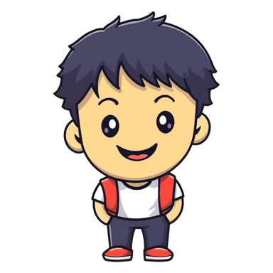 K-pop male idol face with black hair and a big smile sticker