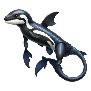 Black and white Orca-reptile-reptilian-lizard-skink-gecko-Digimon-Fakémon-hybrid full body, two legs, arms, tail sticker