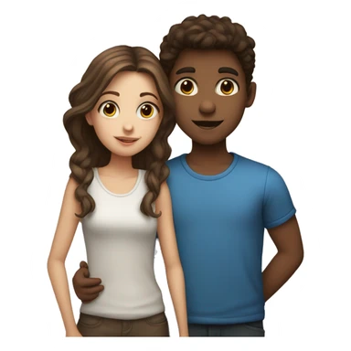 a girl with brown hair and dark eyes kissing on cheek a boy with fair hair and blue eyes sticker