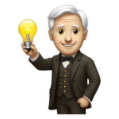 THOMAS EDISON HOLDING A LIGHT BULB sticker