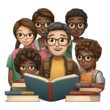 Group of people reading books sticker