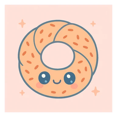 a simit, the Turkish sesame bagel, cute cartoon style, adorable and charming sticker