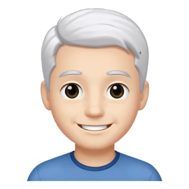 pure white hair,black eyebrow,cute Boy, smile face sticker