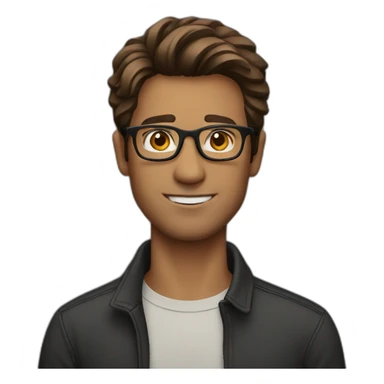 brown hair man with glasses sticker