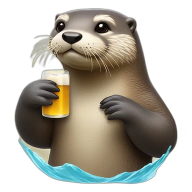 loutre avec une bière dans la main dans l eau sticker
