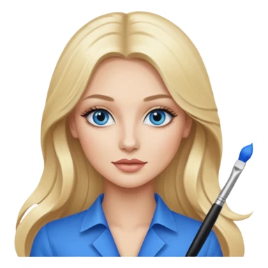 luxury blonde makeup artist with blue eye with long ass hair sticker