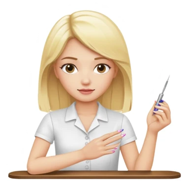Blondie girl making nails sticker
