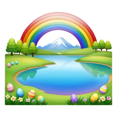 an easter rainbow lake landscape  sticker
