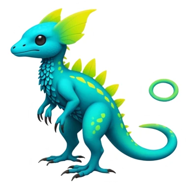 Exotic Tropical futuristic lush warm-colored neon-colored Fakémon-Trico-creature (full body) sticker