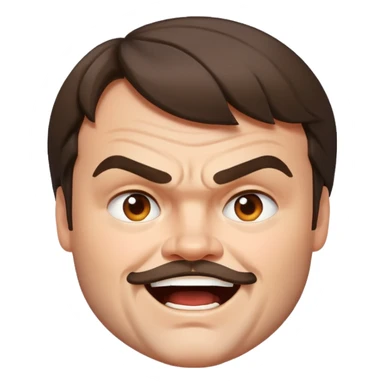 realistic emoji of Jack Black, energetic expression, natural skin tones sticker