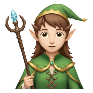 elf with staff brown hair, no hat sticker