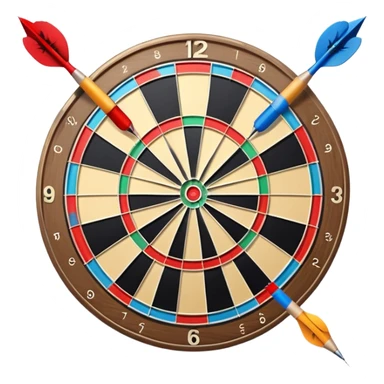 A dartboard with darts firmly stuck in the bullseye, surrounded by the colorful sections of the target. The background conveys a competitive atmosphere, with a subtle focus on precision and skill in the game of darts. sticker