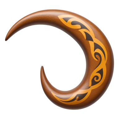 Cinematic Realistic Boomerang Emoji, depicted as a sleek, curved traditional Aboriginal tool rendered with detailed textures and a dynamic sense of motion, symbolizing cultural significance and natural craftsmanship under warm earthy lighting. sticker