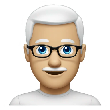 bald white man with blue eyes, stubble, glassses. black clothes sticker