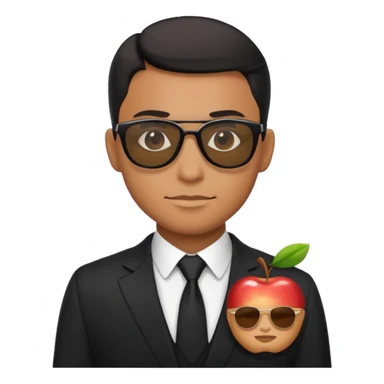 Apple emoji style, black-suited special agent wearing sunglasses sticker