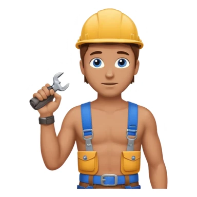 Guy with brown hair and blue eyes wearing a toolbelt and no shirt  sticker