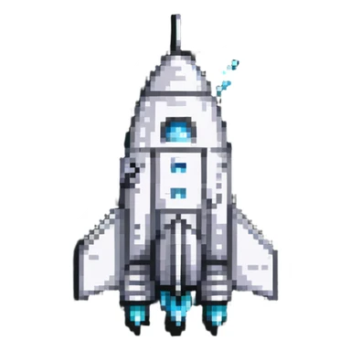 Pixel rocket ship with fins sticker
