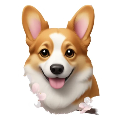 Corgi with cherry blossom  sticker