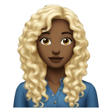 Ado fille métisse cheveux long et boucle blonds avec des yeux bleus  sticker