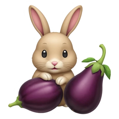 Un lapin beige avec une aubergine sur la tête sticker